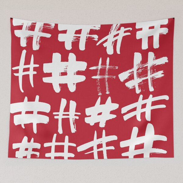 Item preview, #Red - White Hashtags on Red Background designed and sold by Lori-Goree.