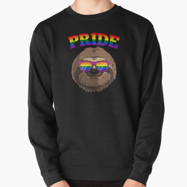 Gay Pride Sloth with LGBT Rainbow Sunglasses Pullover Sweatshirt