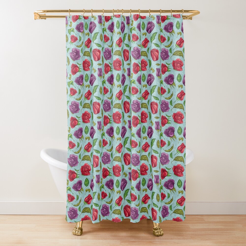 background with wonderful blossom on shower curtain