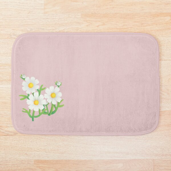 White Cosmos Flower Bath Mat