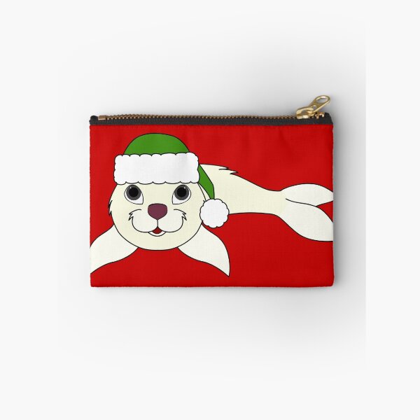 Item preview, White Baby Seal with Christmas Green Santa Hat designed and sold by Grifynne.