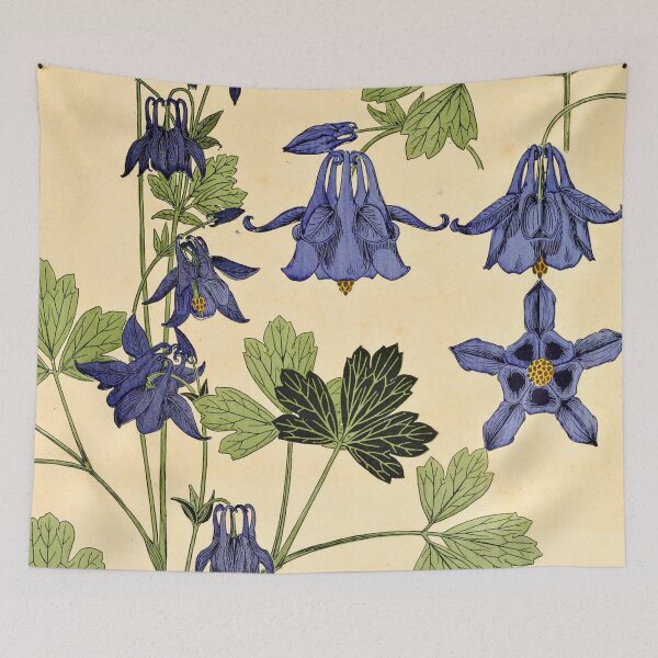 Item preview, Maurice Verneuil - Ancolie - botanical poster designed and sold by DejaVuStudio.
