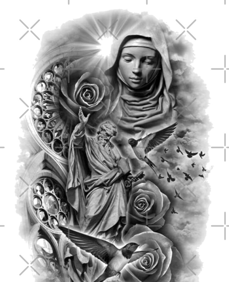 Traditional Virgin Mary tattoo artwork was done by Artist  @pennyboy_tattooartist, Italy : r/traditionaltattoos