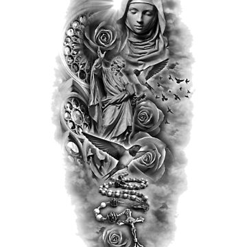 Tattoo uploaded by Ledja Qereshniku | Virgin Mary rose and cross tattoo on  forearm. | 1398082 | Tattoodo | Sleeve tattoos, Virgin mary tattoo, Mary  tattoo