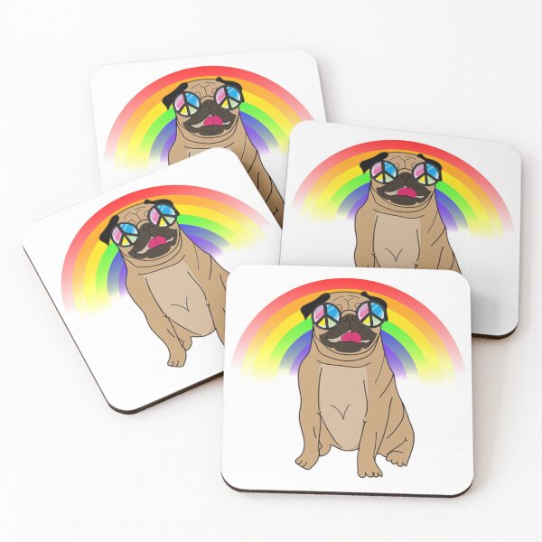 Item preview, Cute Colourful Pug Puppy Dog Peace Sign Rainbow Hippie designed and sold by RockFireMerch.