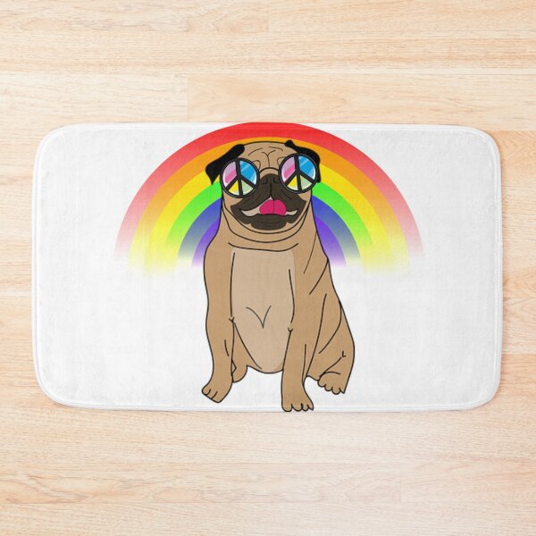 Item preview, Cute Colourful Pug Puppy Dog Peace Sign Rainbow Hippie designed and sold by RockFireMerch.
