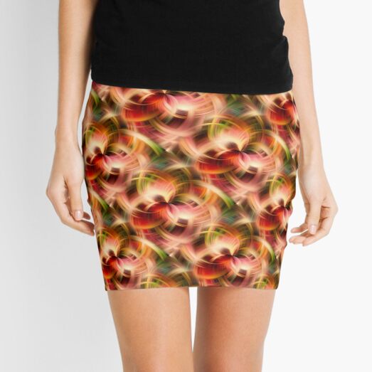 Swirling Red Pink Green And Yellow Colors Abstract Mini Skirt