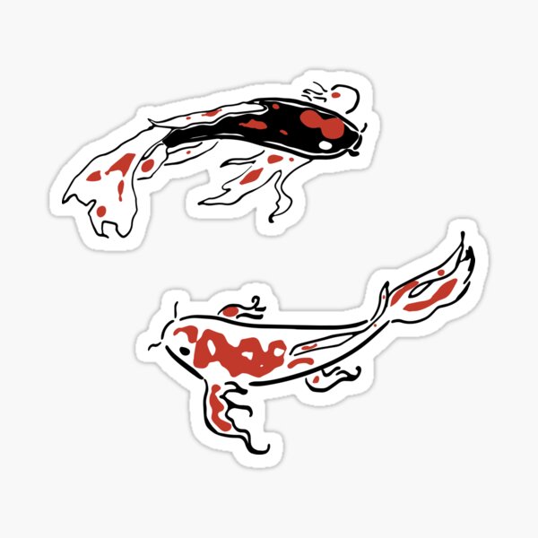 Item preview, japanese koi carp fish outline drawing - yin and yang - line drawing designed and sold by Kinisis.
