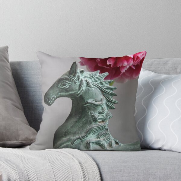Item preview, Bronze Blue horse figurine and peony flower	 designed and sold by EstelleRossetti.
