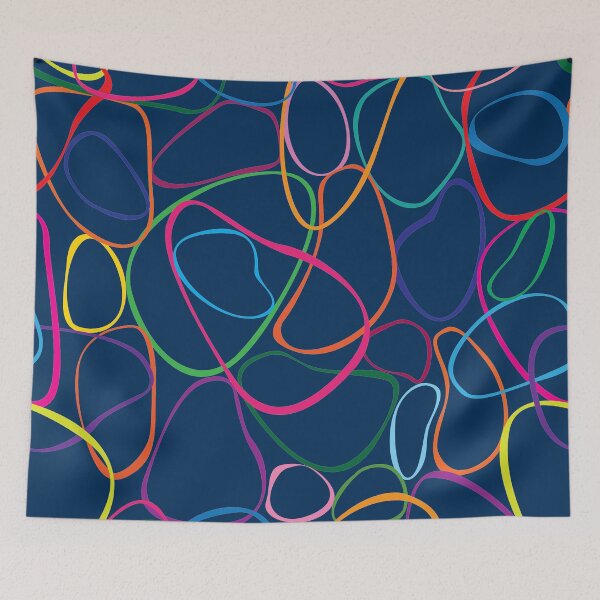Item preview, Colorful organic shapes on blue designed and sold by GoDesign1.