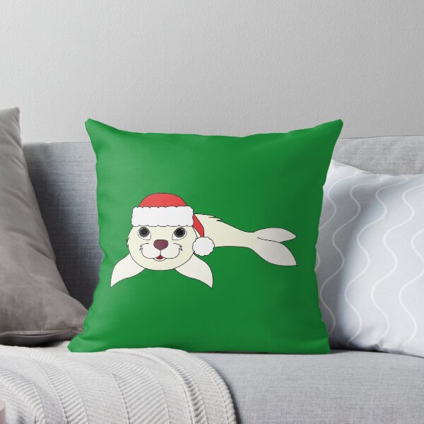Item preview, White Baby Seal with Christmas Red Santa Hat designed and sold by Grifynne.