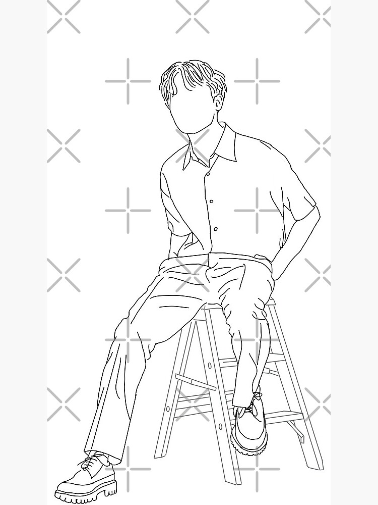 "BTS J-hope Lineart (simple black ver.)" Art Print by Elyssandria