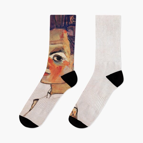 Item preview, Egon Schiele - Self-Portrait with Striped Shirt 1910 (new color edit) designed and sold by DejaVuStudio.