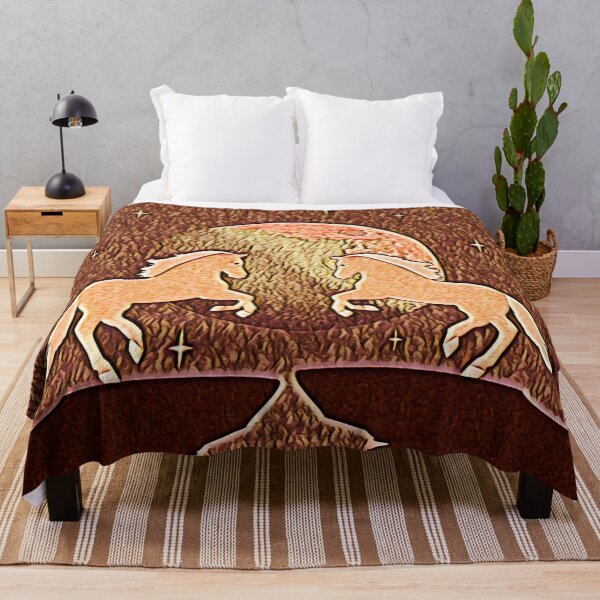 Item preview, A pair of horses against the background of the full moon designed and sold by helenkaiy.