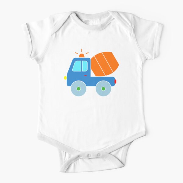Cement Truck Concrete Mixer Toddler Construction Boys Short Sleeve Baby One-Piece