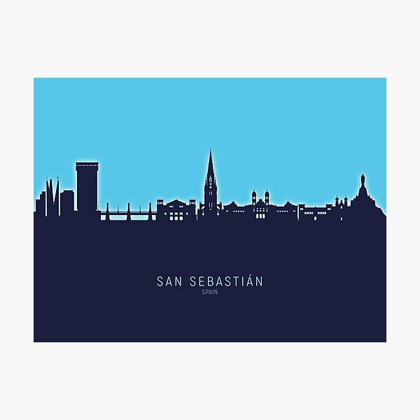 Vista previa del artículo con la obra «San Sebastian Spain Skyline», diseñado y vendido por ArtPrints.