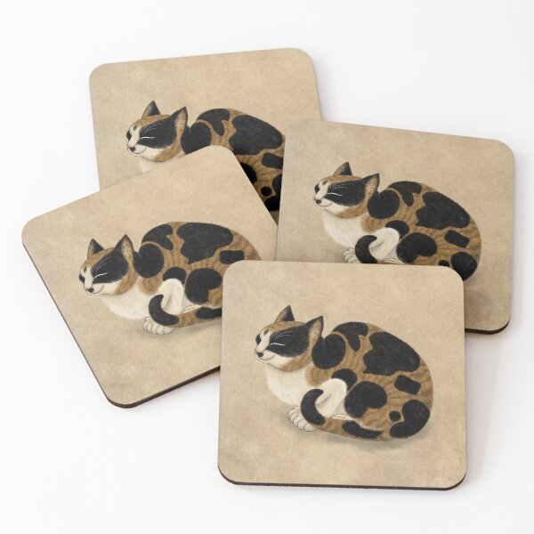 Item preview, Minhwa: Dozing tricolor cat (Korean traditional/folk art) designed and sold by minsillust.