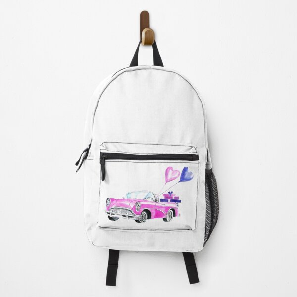 Item preview, Retro pink car cabriolet with gifts and heart balloons. designed and sold by Colibri77.