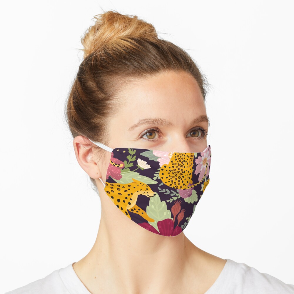 floral leopard Mask