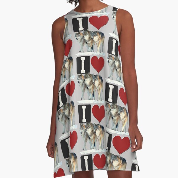 I LOVE WOLVES A-Line Dress