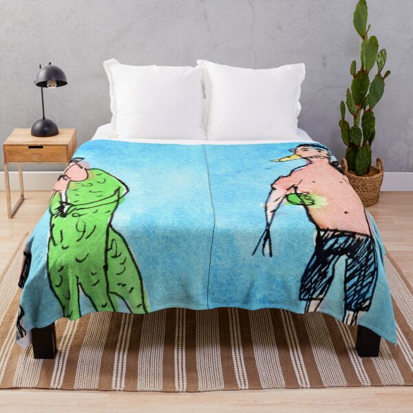 Item preview, Odd couple lizard and duck, watercolour painting, pen and wash designed and sold by darrenyeoart.