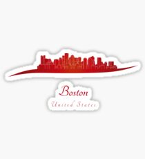 Boston skyline in red Sticker