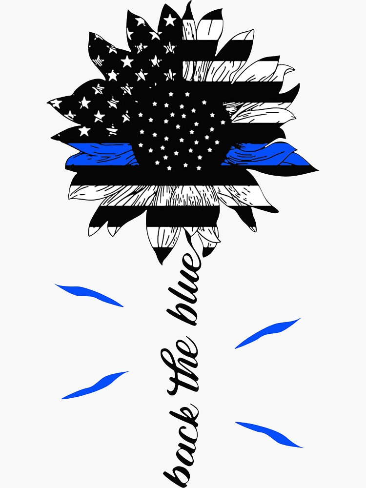 "SUNFLOWER AMERICAN FLAG BACK THE BLUE " Sticker by CURTIS-BRO | Redbubble