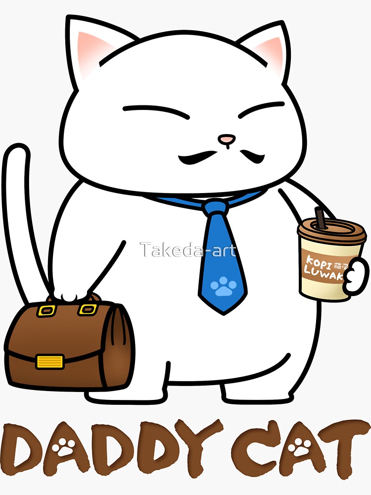 "Daddy Cat with words" Sticker by Takedaart Redbubble