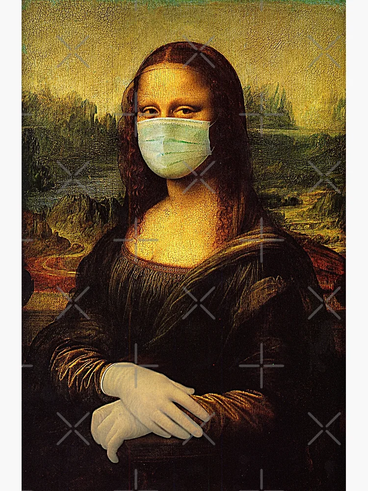 Monalisa Mask and Gloves Coronavirus Leonardo da Vinci Pandemic Painting |  Poster