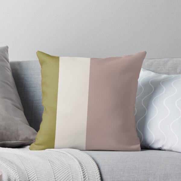 Modern Minimal Colorblock Stone, Olive and Natural Throw Pillow