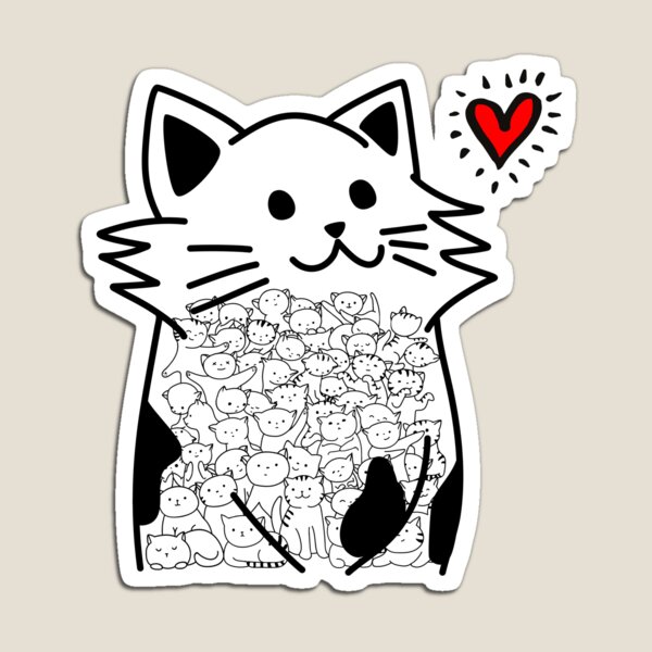 Cat Brighten Up My Heart (Black) Magnet