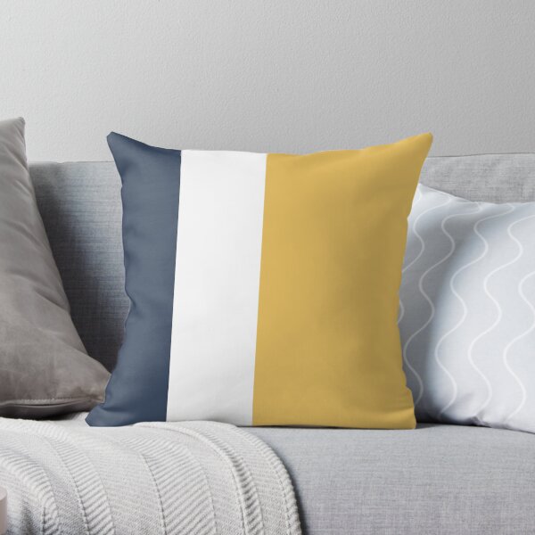 Modern Minimal Colorblock Squash Yellow, Cream and Navy Linen Throw Pillow