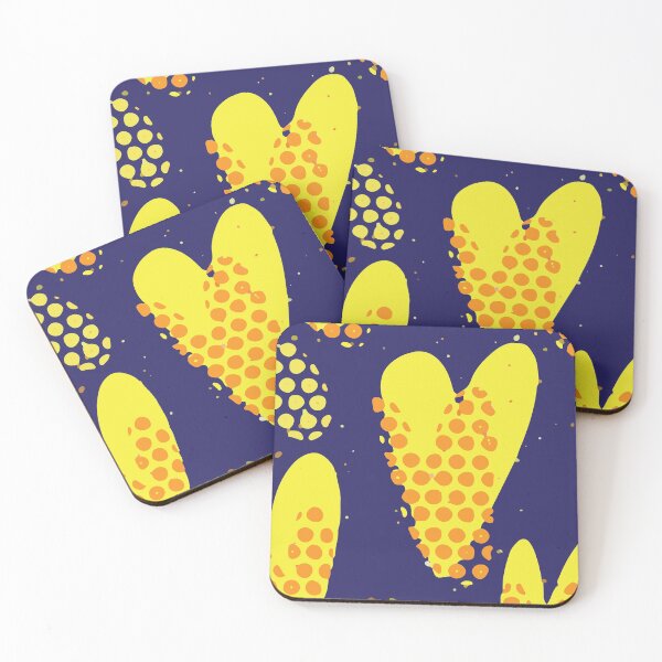 Item preview, Big Hearts Graphic Design in Blue and Yellow Contrasting Tones GC-116-15 designed and sold by GraphicCharms.