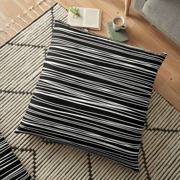 Black and white lines pattern Floor Pillow
