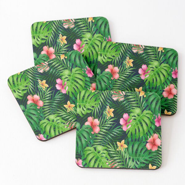 Item preview, Pink Hibiscus With Tropical Leafs designed and sold by noirty.