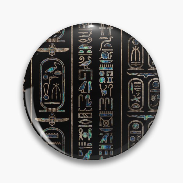 Item preview, Egyptian hieroglyphs pattern Gold Abalone designed and sold by k9printart.
