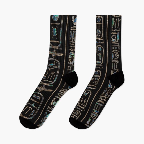 Item preview, Egyptian hieroglyphs pattern Gold Abalone designed and sold by k9printart.