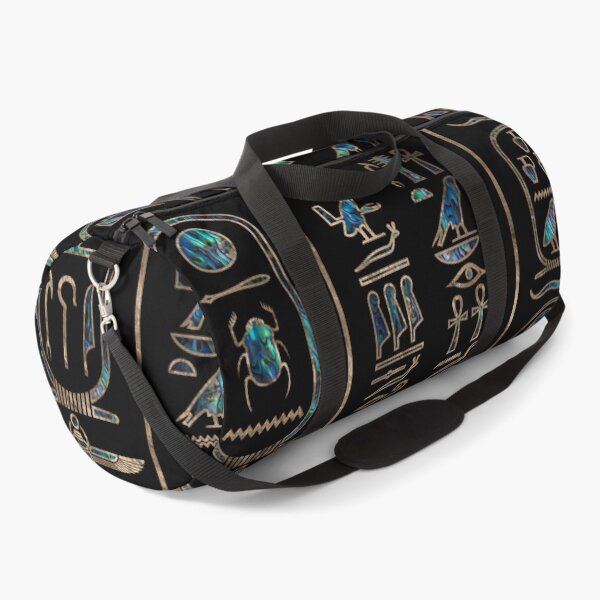Item preview, Egyptian hieroglyphs pattern Gold Abalone designed and sold by k9printart.