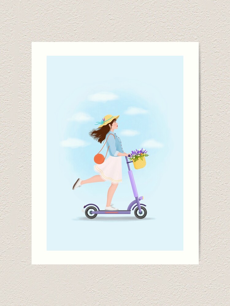 Alternate view of Girl on a kick scooter Art Print