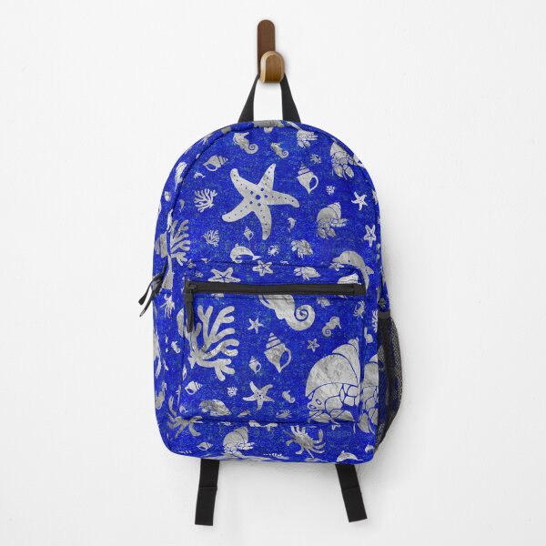 Item preview, Sea life pattern Silver on Lapiz Lazuli designed and sold by k9printart.