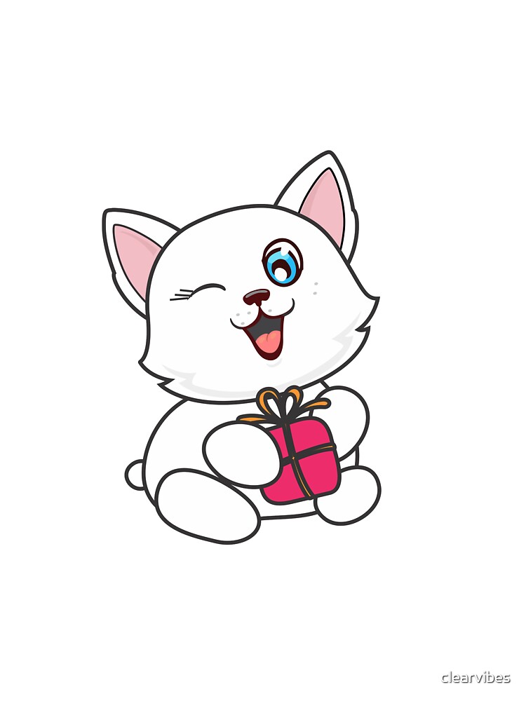 Winking Kitten Present | Cat Cute Kids Kawaii