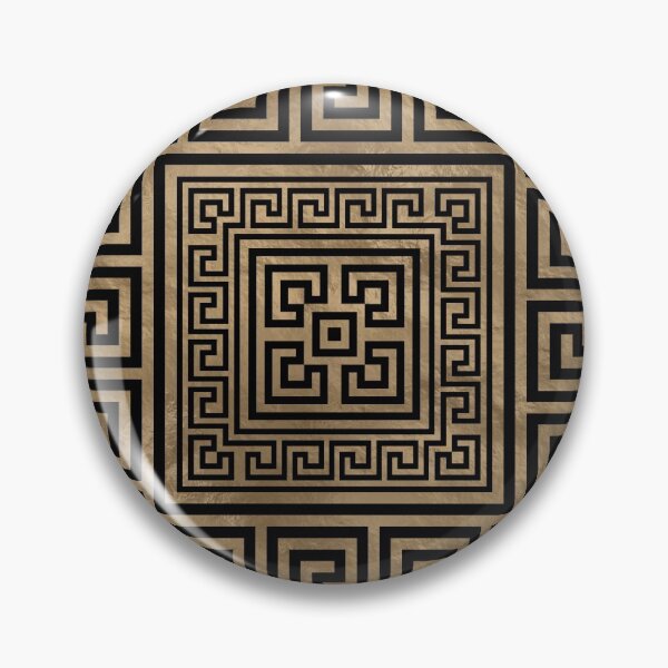 Item preview, Greek Key Ornament - Greek Meander -Black on gold designed and sold by k9printart.