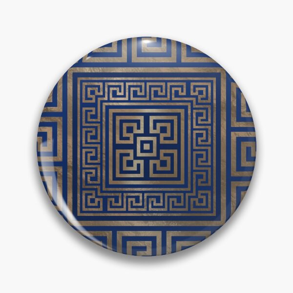 Item preview, Greek Key Ornament - Greek Meander -gold on blue designed and sold by k9printart.
