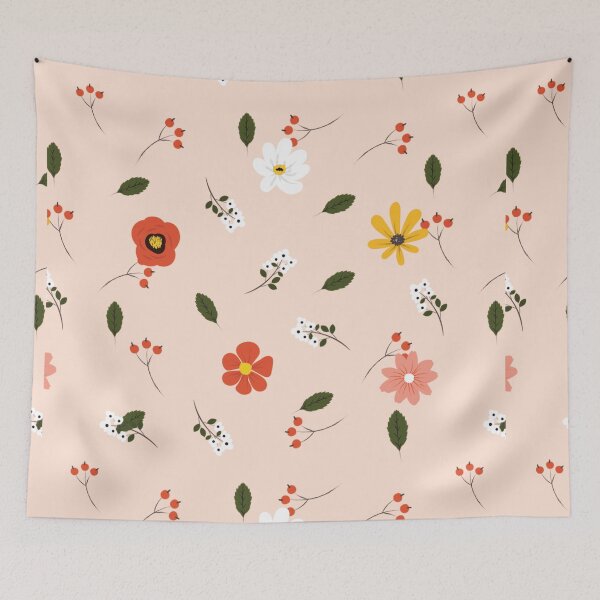 Item preview, Flower Pattern With Red White Yellow and Pink Flowers Graphic illustrations   designed and sold by MerchSpot.