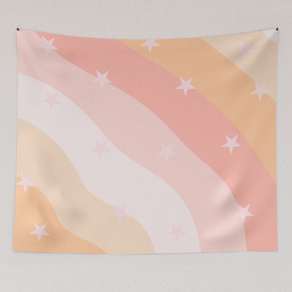 Item preview, Peach Clouds & Stars Striped Pattern designed and sold by ❤ stickers by bee ❤.