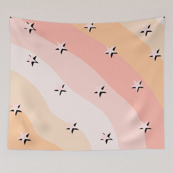 Item preview, Peach Clouds & Stars Striped Pattern designed and sold by ❤ stickers by bee ❤.