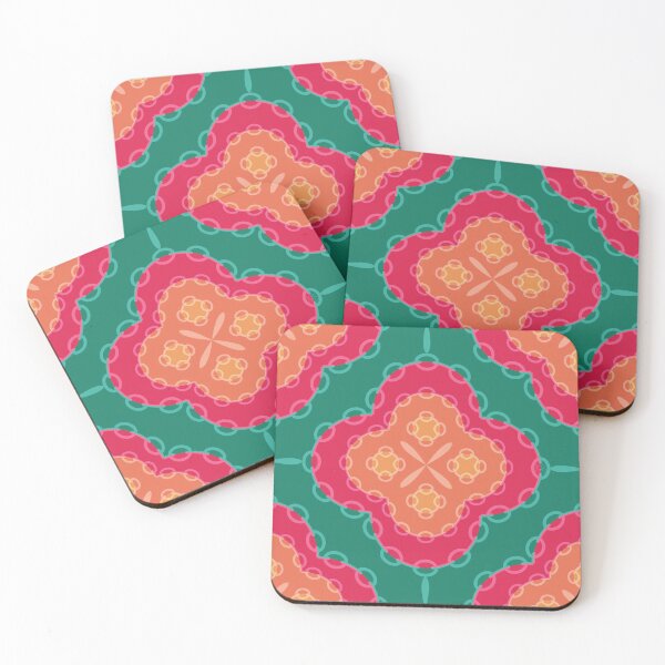 Item preview, Pretty Chain Lozenge Pattern in Pinks on Teal designed and sold by PaisleyMcNoodle.