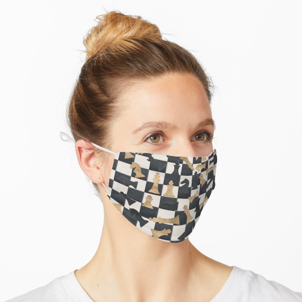 Chess Figures Pattern -Leather and gold texture Mask
