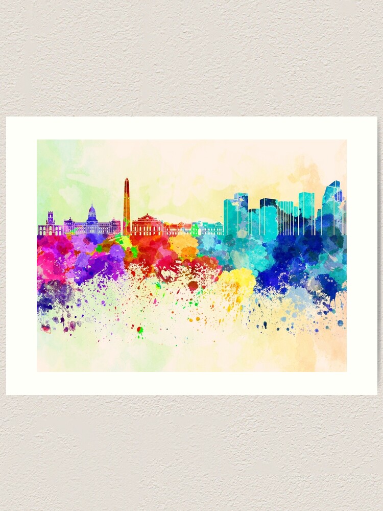 Buenos Aires Skyline In Watercolor Background" Art Print By Paulrommer | Redbubble