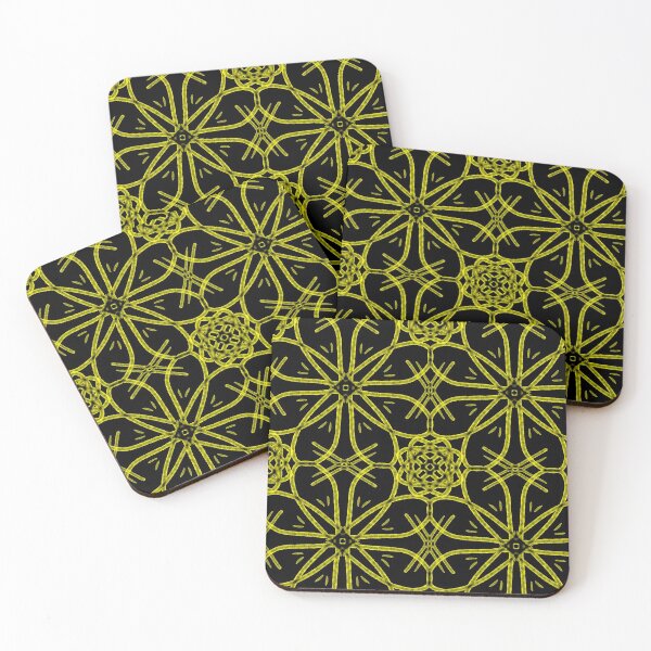 Item preview, Lucky Clover Abstract Motif - Yellow On Black designed and sold by Blenderbeetle.